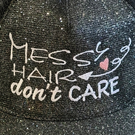 Sparkle Cap Black „Messy Hair don’t  CARE“