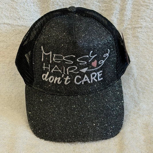 Sparkle Cap Black „Messy Hair don’t  CARE“