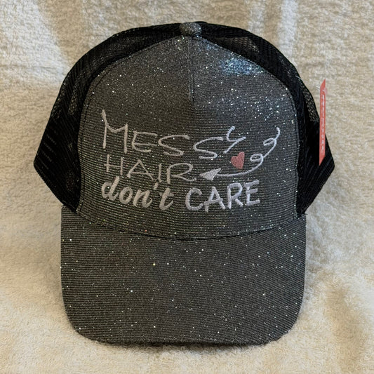 Sparkle Cap Silver „Messy Hair don’t  CARE“