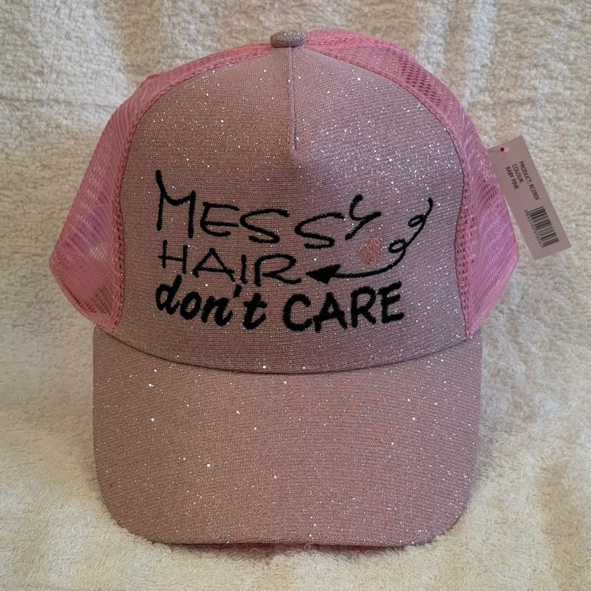 Sparkle Cap Pink „Messy Hair don’t  CARE“