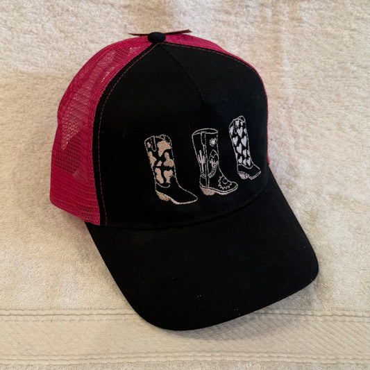 Cap Black/Pink Cowboy Boots