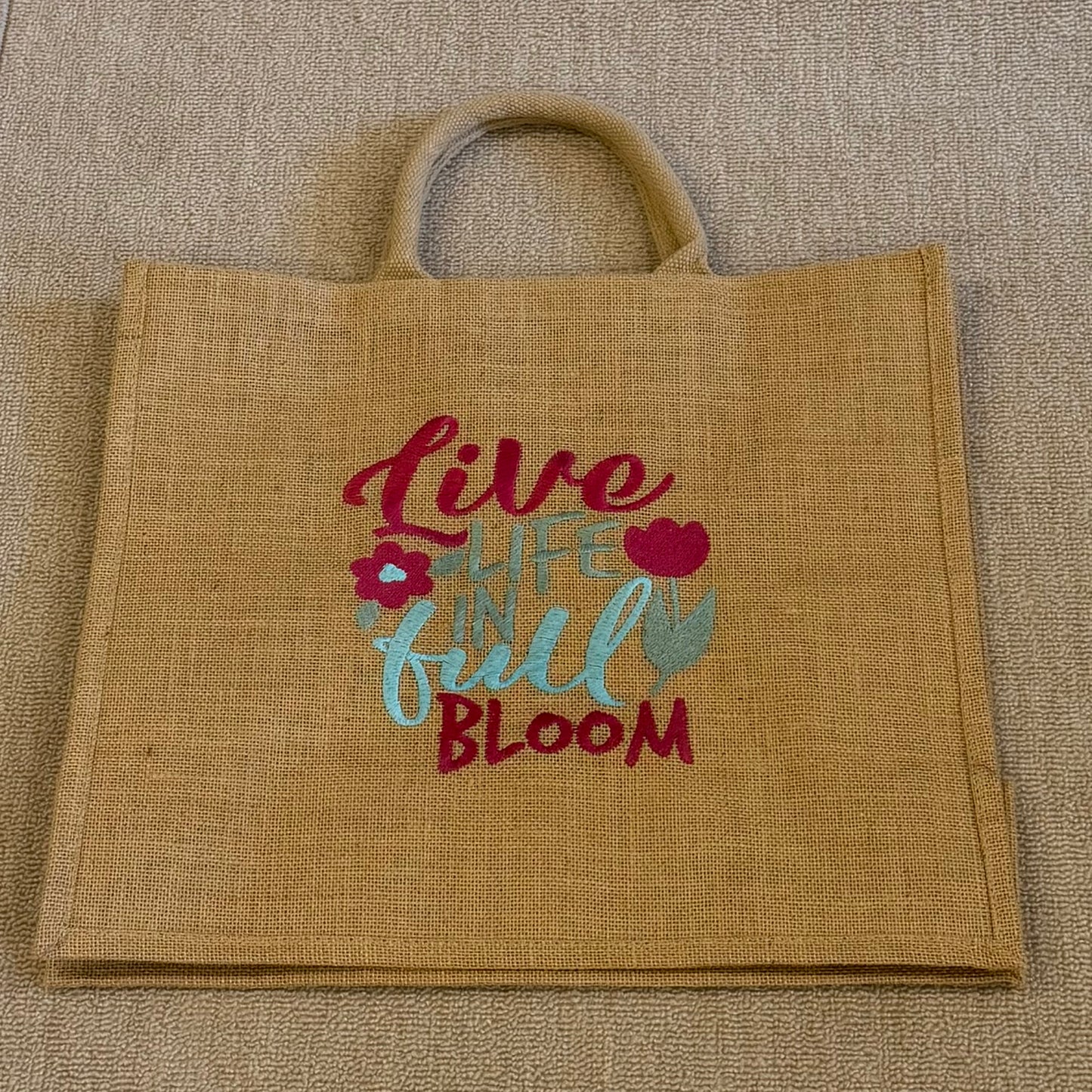 Jute Shopper "Full Bloom"